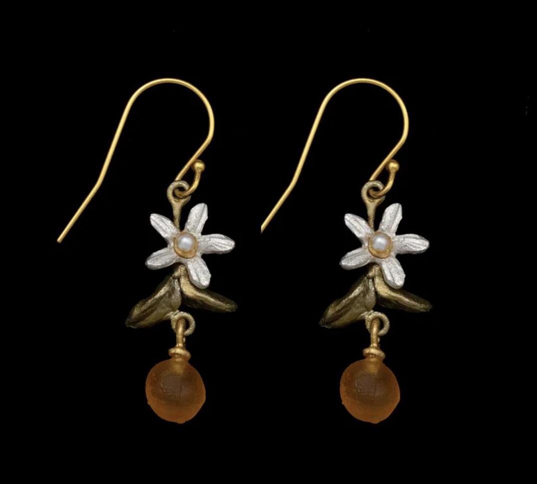 DAINTY ORANGE BLOSSOM WIRE EARRING