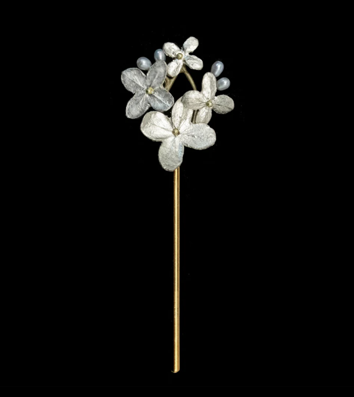 WHITE HYDRANGEA CLUSTER HAIR PIN