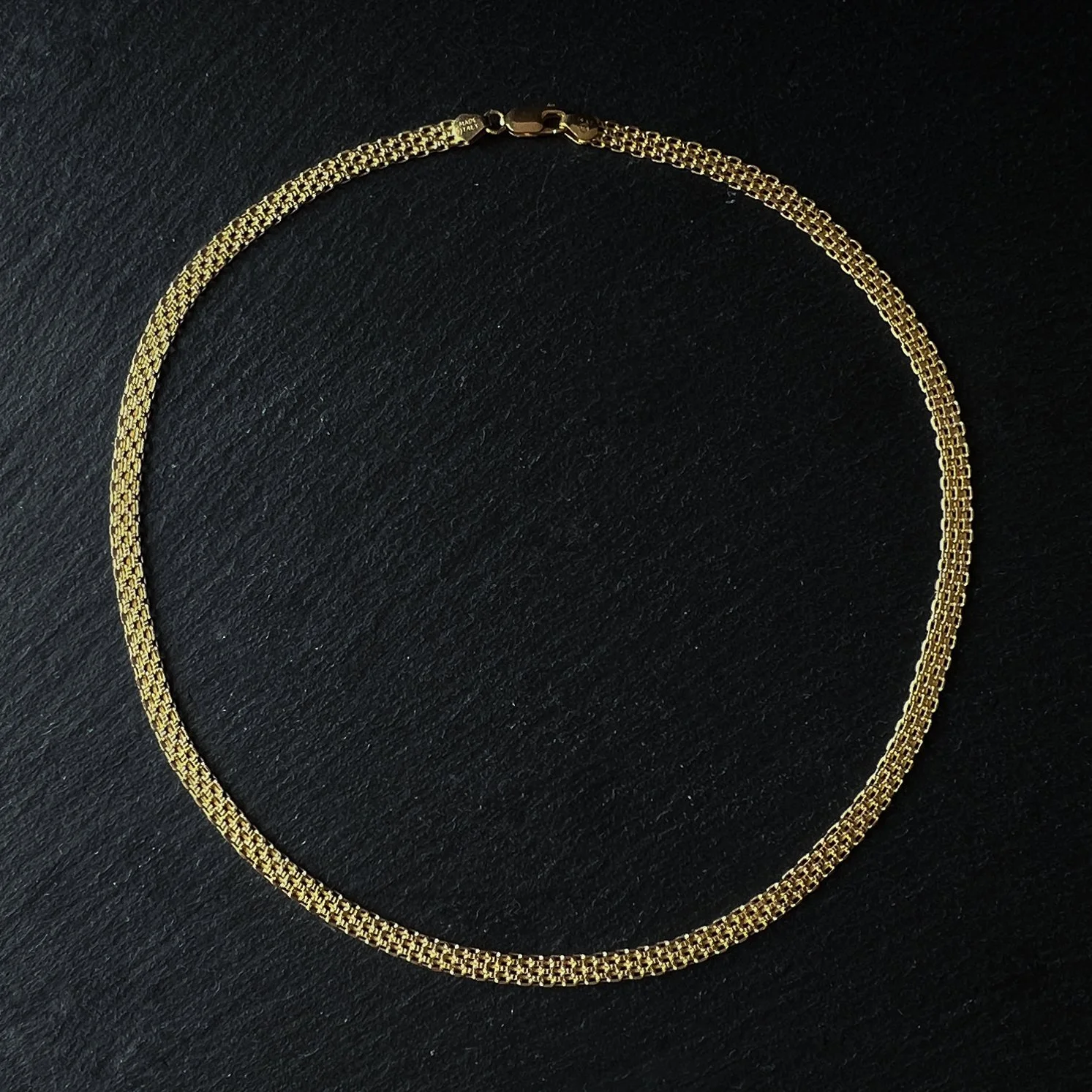 3-LINE FLAT WIDE BOX CHAIN - 16” long, 14KYG