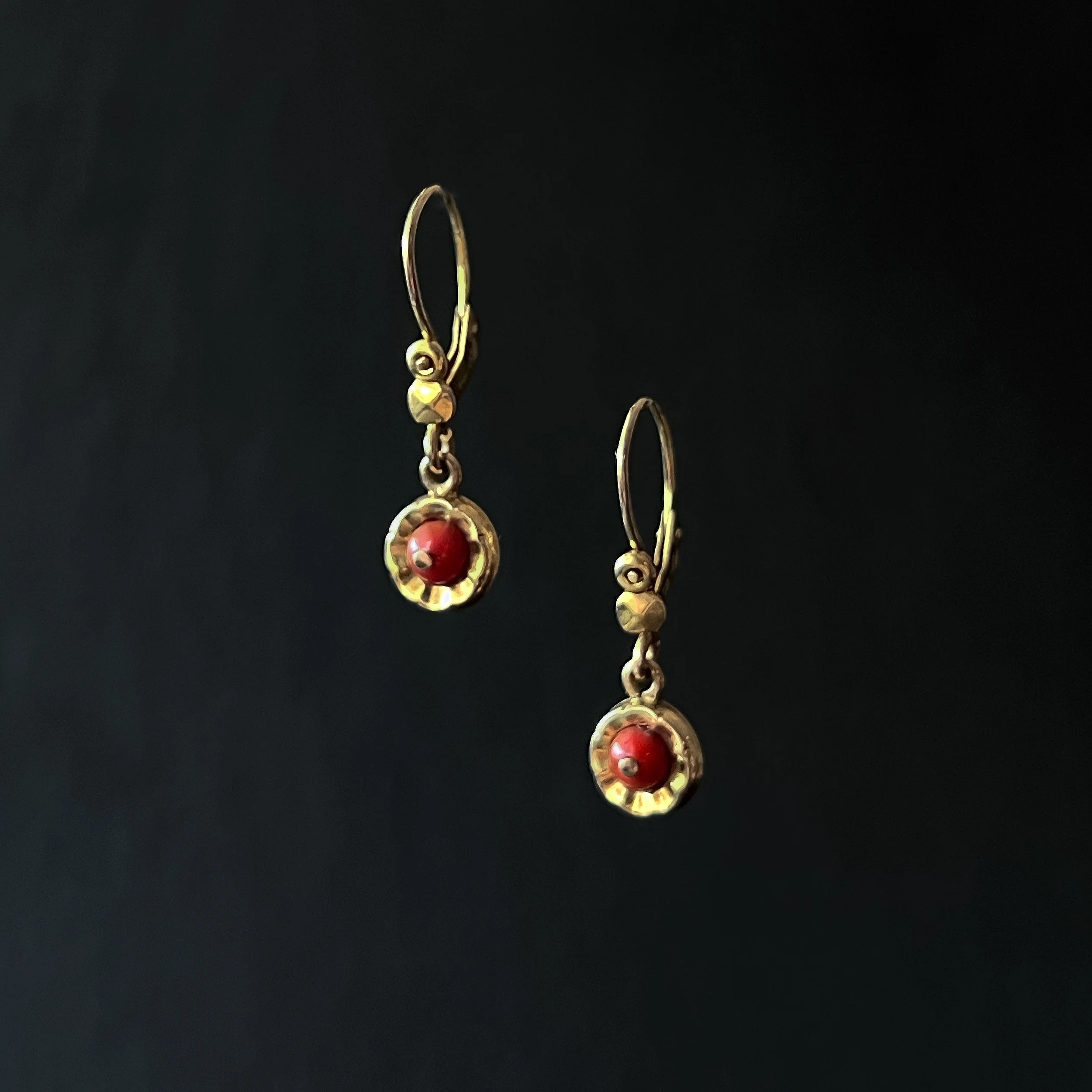CORAL DANGLE EARRINGS - 10KYG