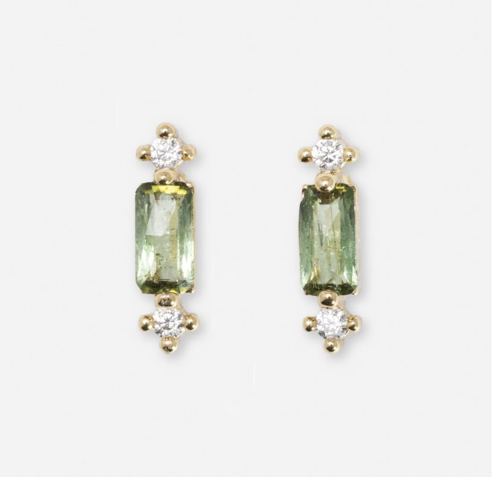 JANE STUD EARRINGS - GREEN TOURMALINE