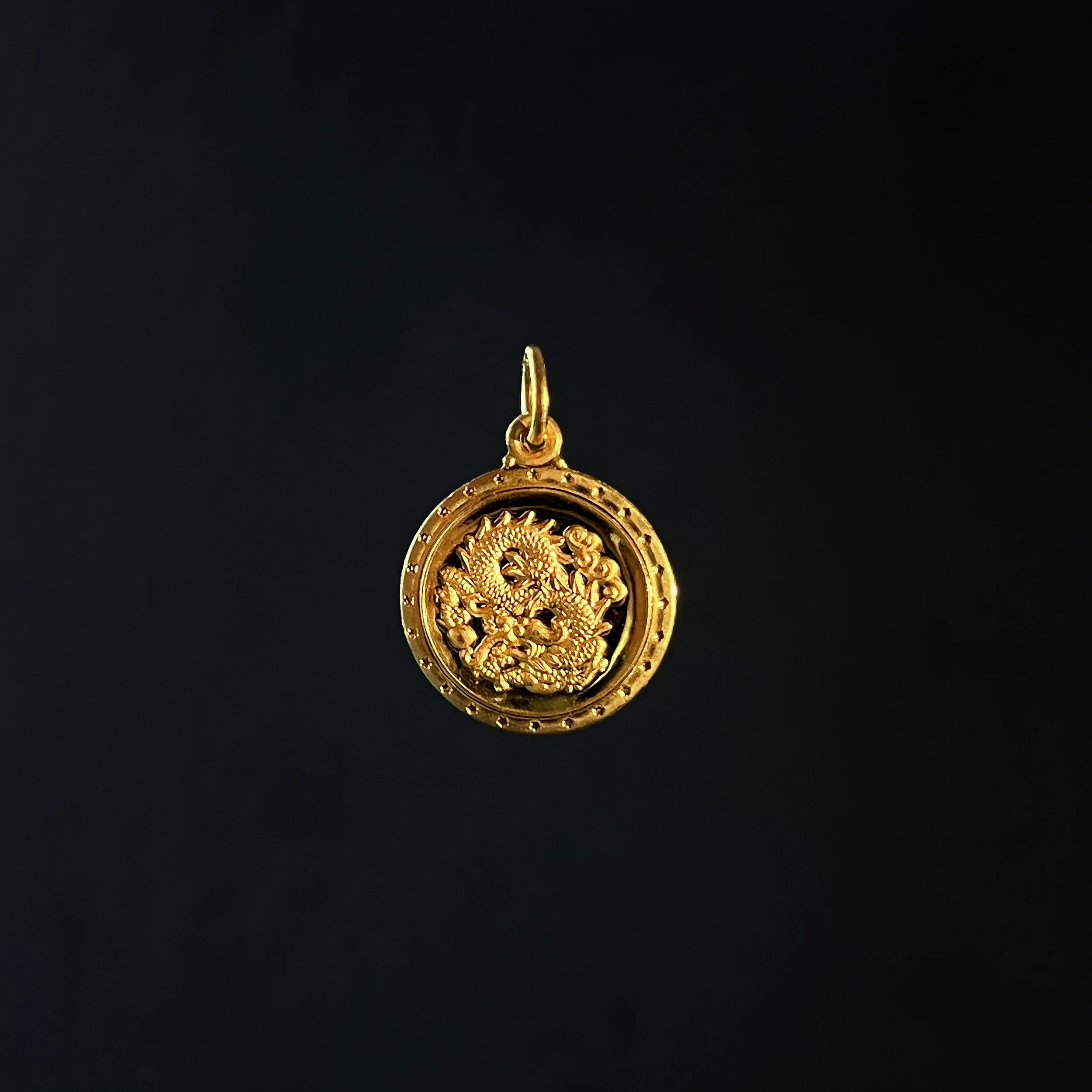 "GOOD FORTUNE" CHINESE DRAGON PENDANT - 24KYG