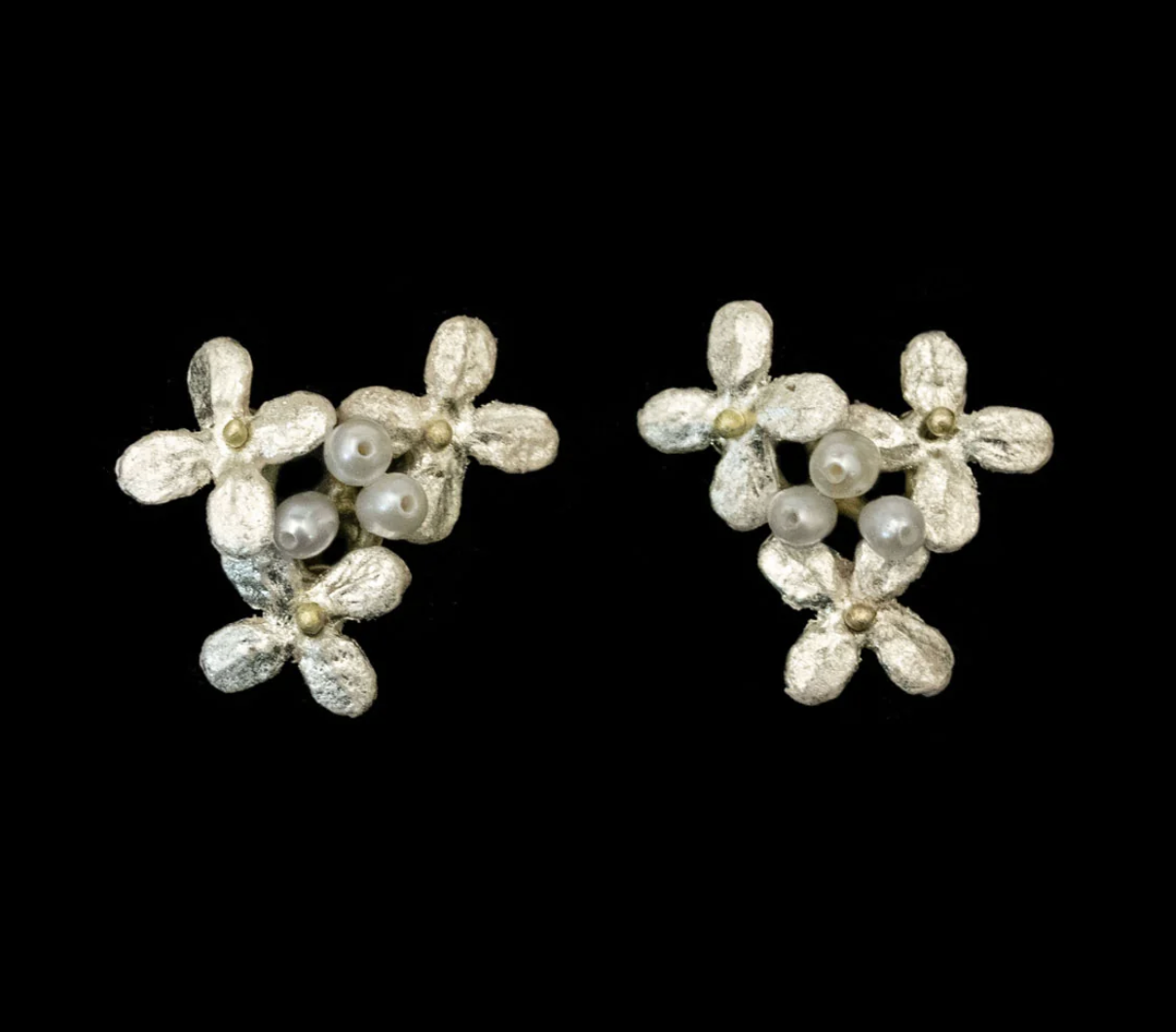 WHITE HYDRANGEA POST EARRINGS