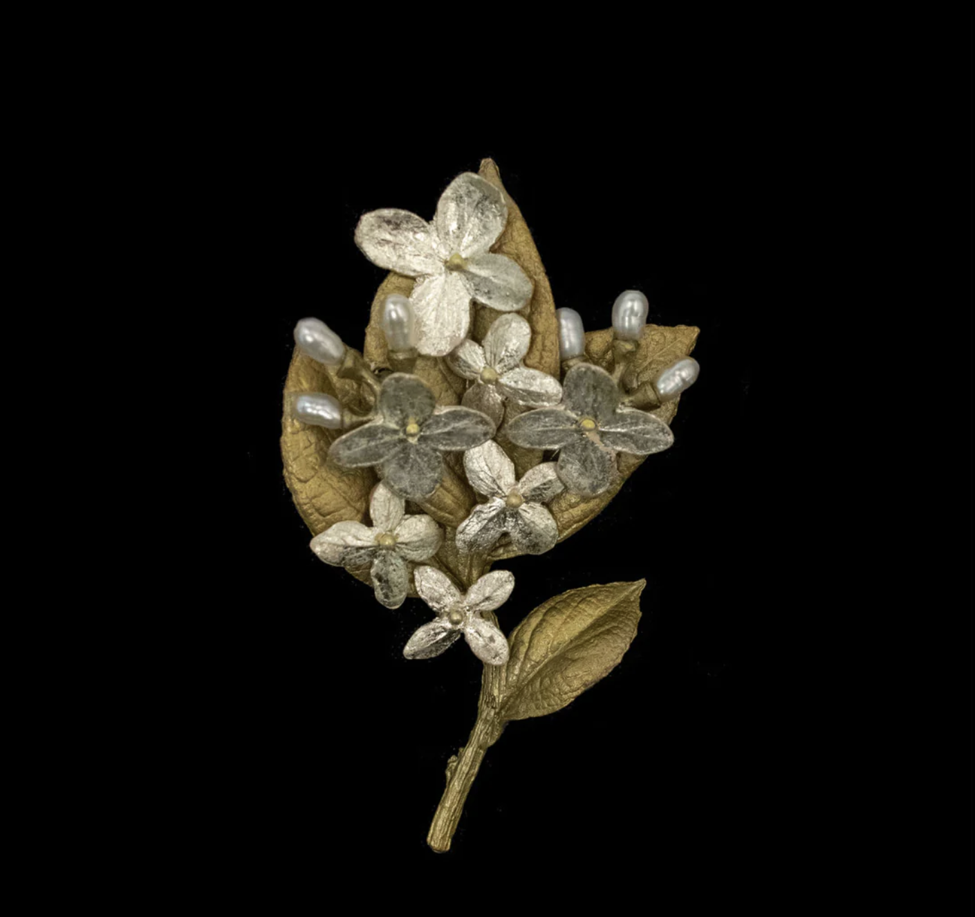 WHITE HYDRANGEA BROOCH