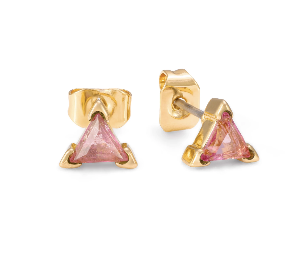 PINK TOURMALINE TRIANGLE STUD
