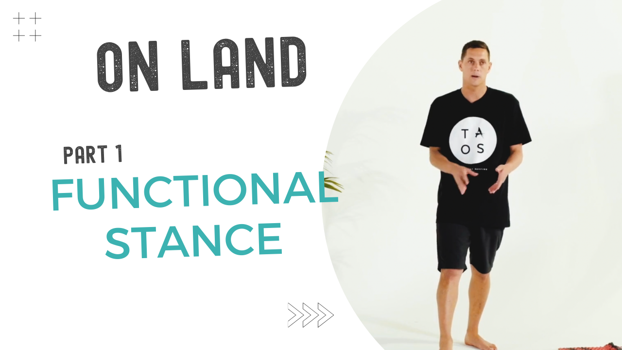 A man demonstrating a yoga pose on a white background, wearing a black T-shirt with a circle logo and black shorts.