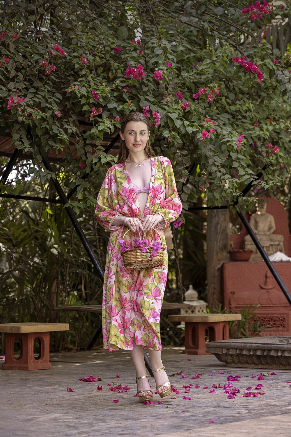 Lotus Radiance Kimono from KUMARI’s Jewels of Paradise collection, photographed on location.