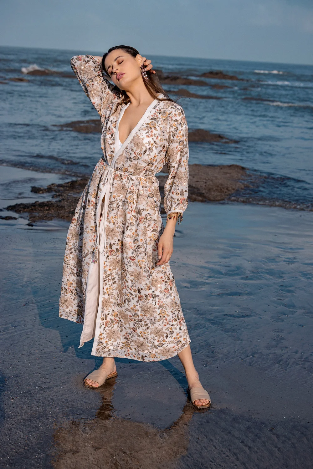Opal Bloom Kimono from KUMARI’s Jewels of Paradise collection, photographed on location.