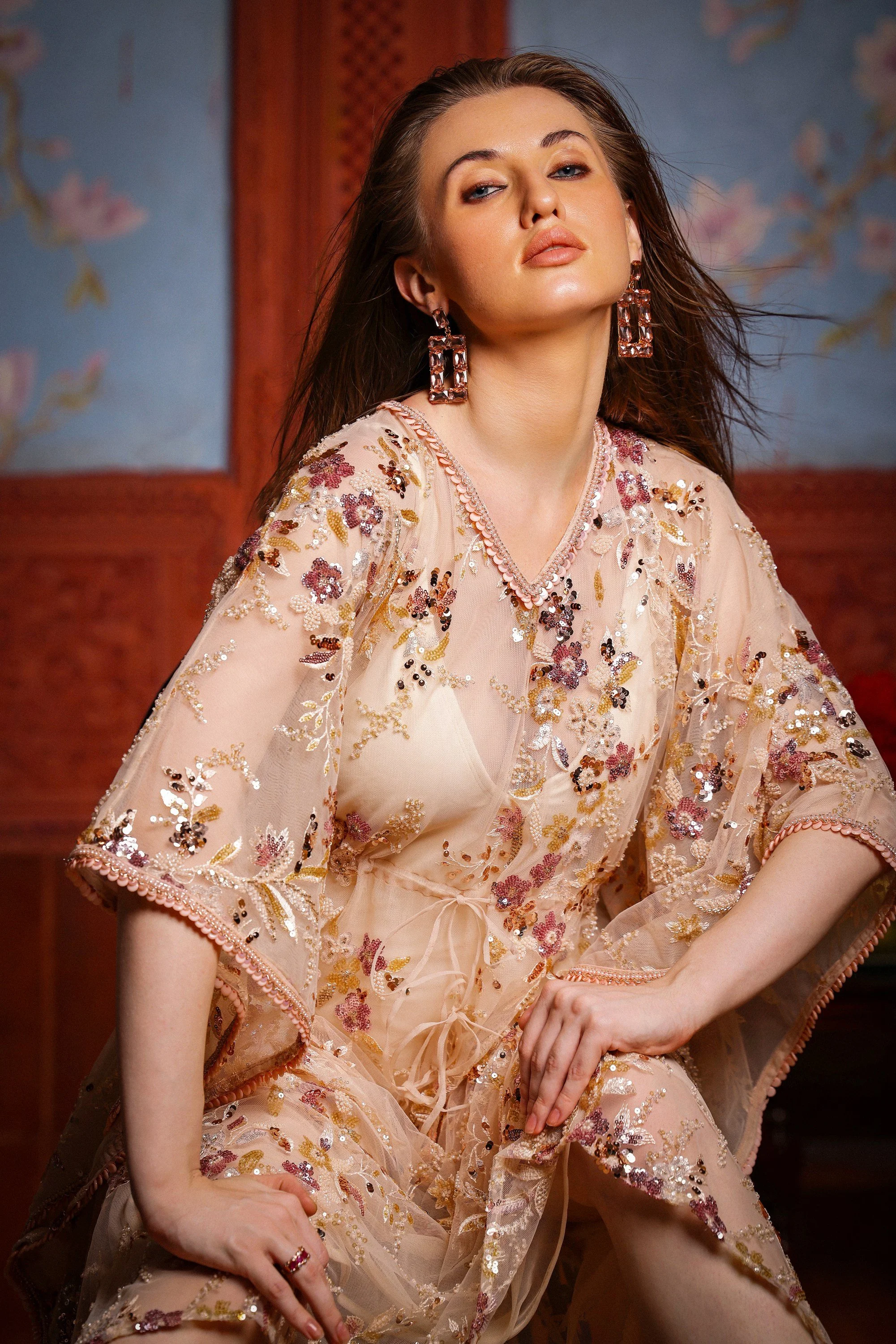 Pink Sapphire Blossom Kaftan