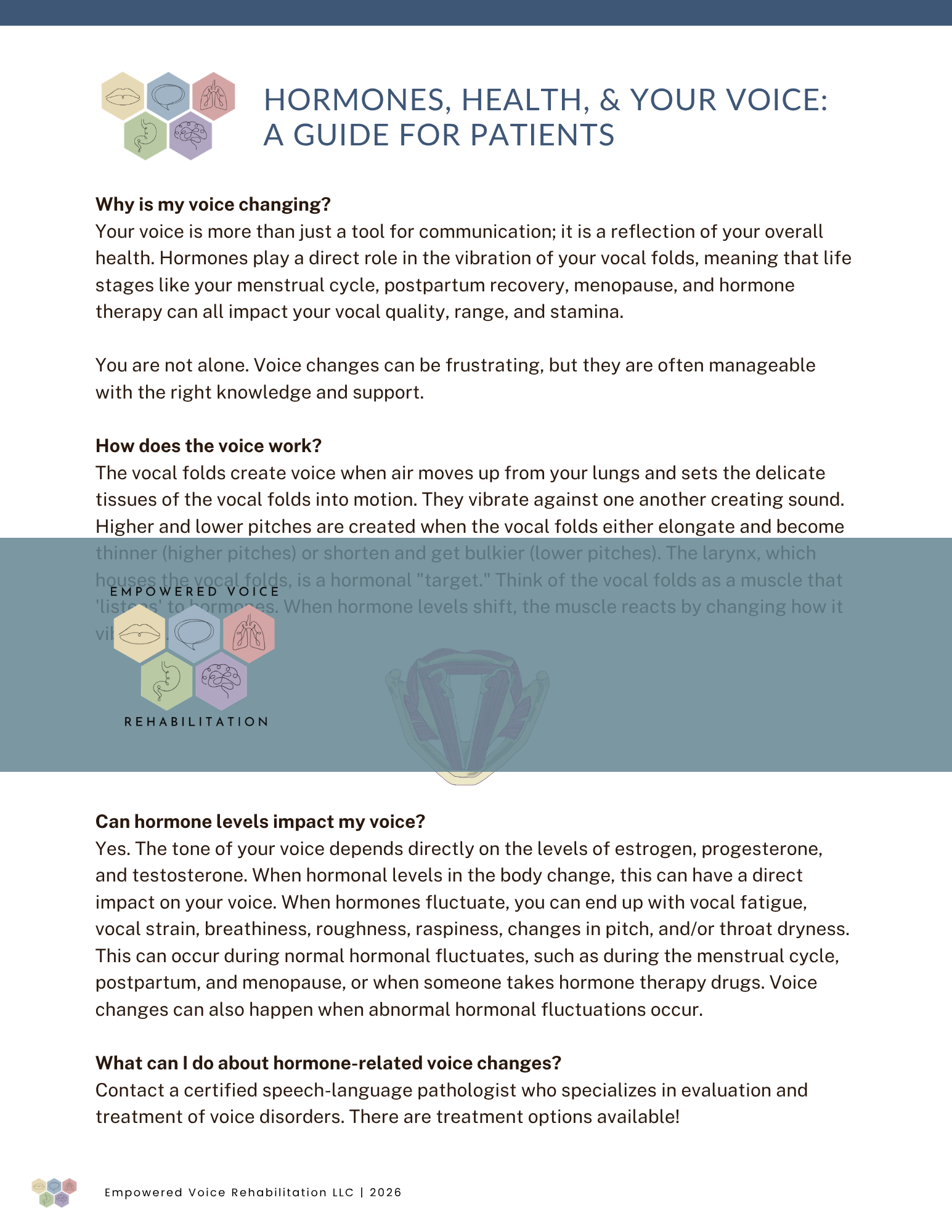 Hormones & The Voice- Educational Handout (Digital Download)