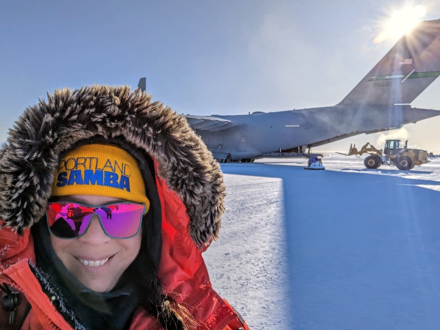 Nice beanie Shasta!
Our very own @shastafazi is working with airplanes at McMurdo Station, Antarctica again this year! We'll miss you woman! Have fun down there! 🥶

@mcmurdomemes 
#portlandsamba
#sambacommunityworldwide