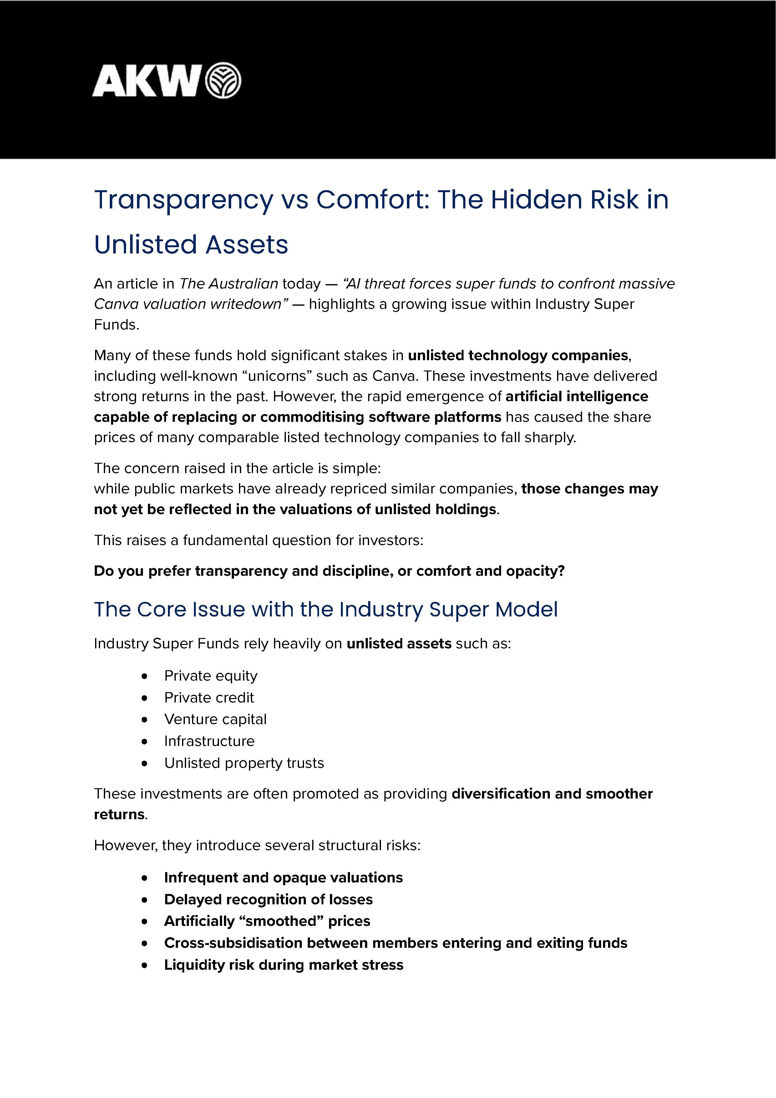 Transparency vs Comfort: The Hidden Risk in Unlisted Assets