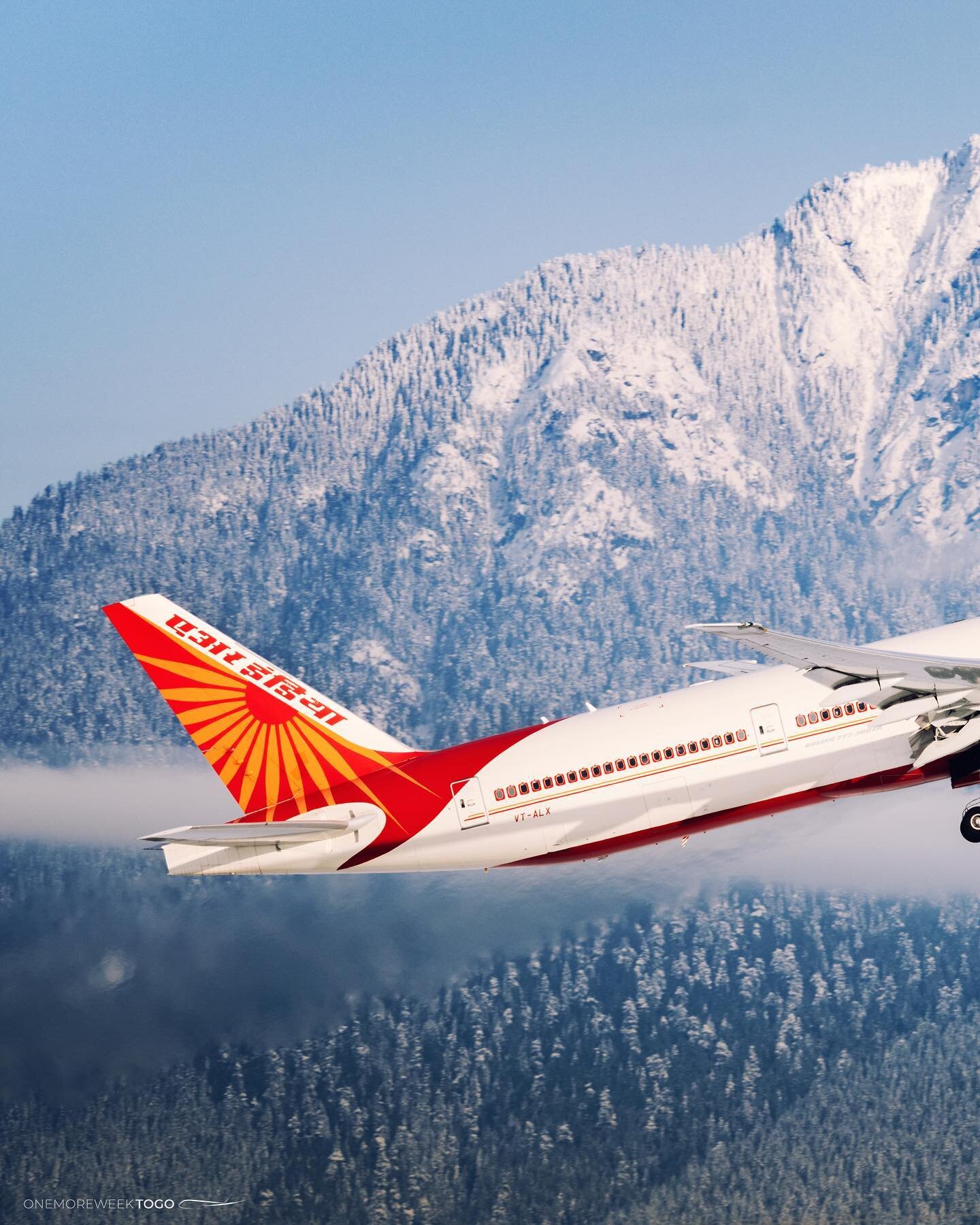 Air India 777 departing YVR against a freshly powdered Grouse Mountain backdrop.
&bull; &bull; &bull;
&copy;Onemoreweektogo
&bull; &bull; &bull;
#instagramaviation #megaaviation #aviation4u #proaviation #av1ati0n #avgeek #ig_airplane_club #instaaviat