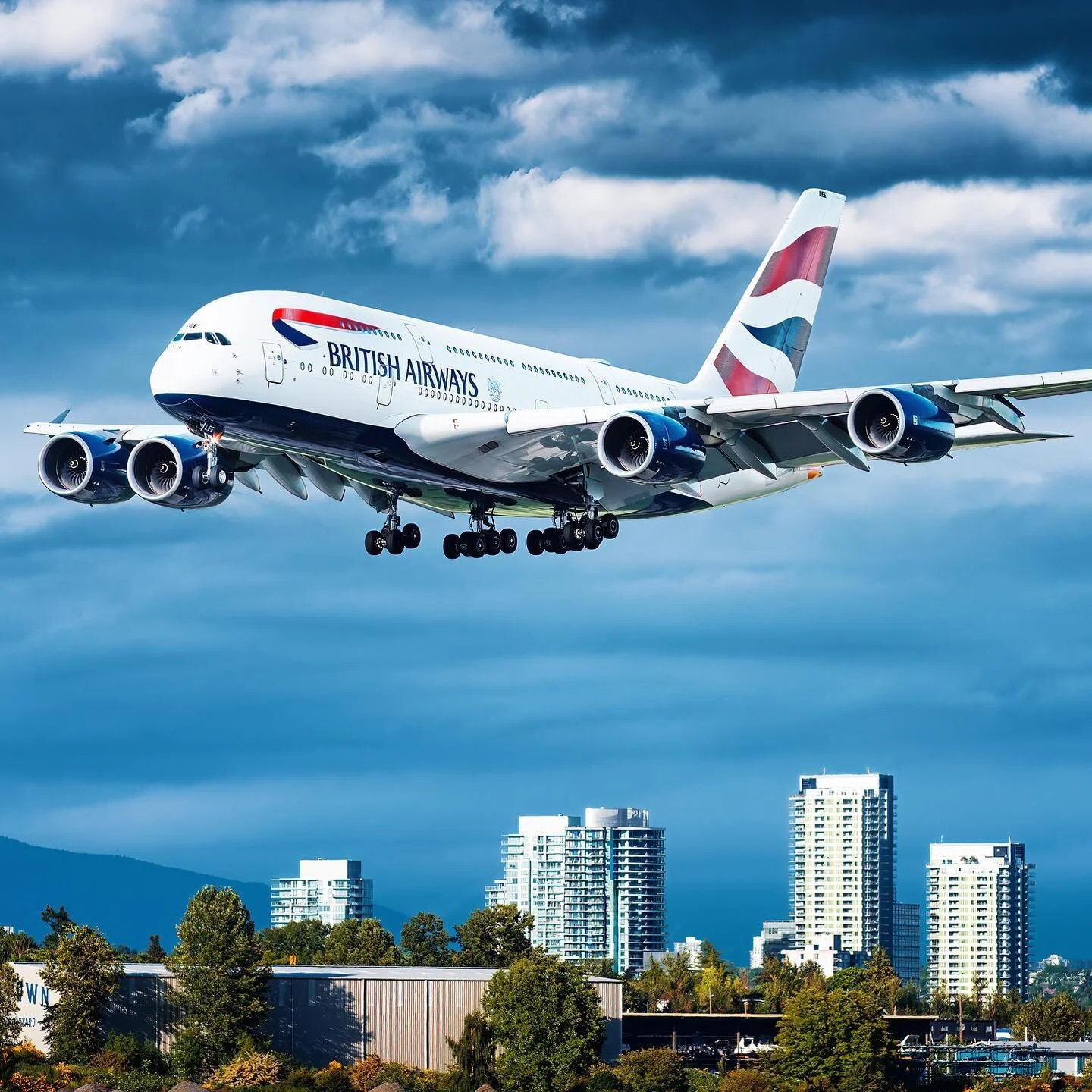 British Airways A380 on short final into YVR under a moody sky.
&bull; &bull; &bull;
&copy;Onemoreweektogo
&bull; &bull; &bull;
#instagramaviation #megaaviation #aviation4u #proaviation #av1ati0n #avgeek #ig_airplane_club #instaaviation #aviationdail