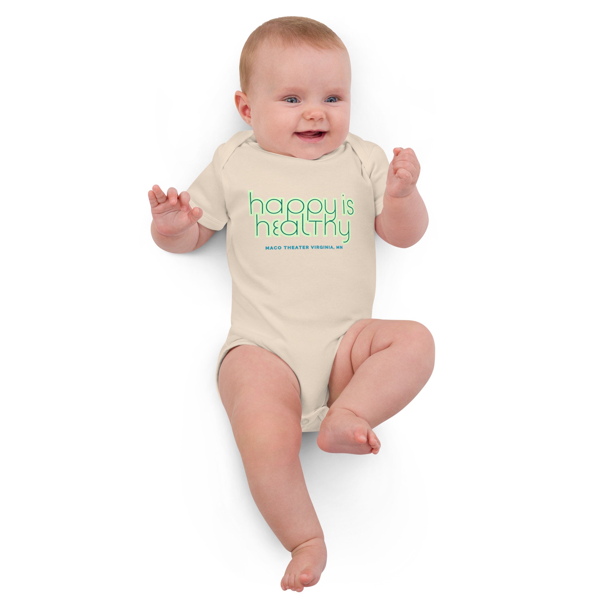 Happy is Healthy Organic Cotton Baby Bodysuit (3 Colors Available)