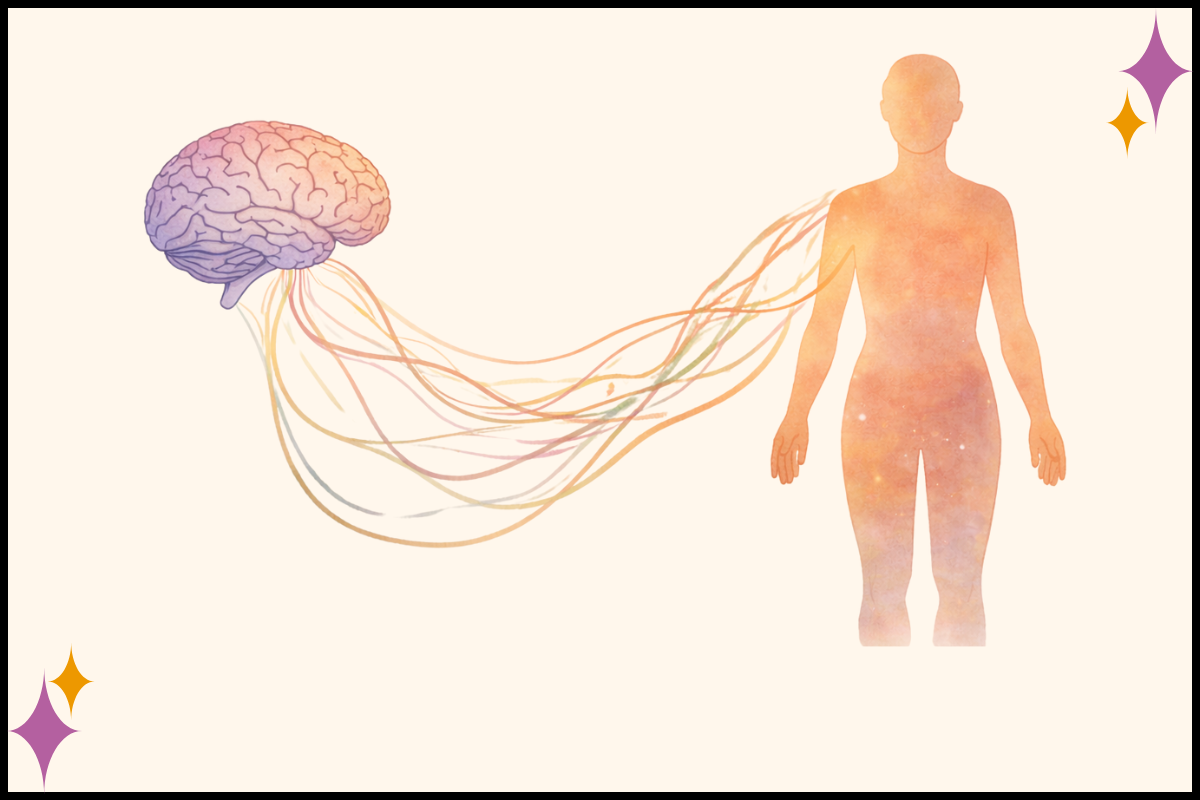 Illustration showing the connection between brain and body in trauma responses