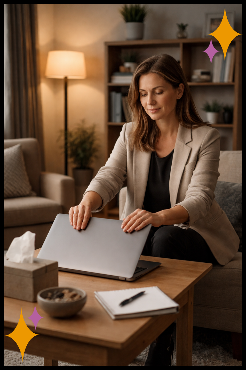 Trauma therapist integrating and setting boundaries after trauma reprocessing work like ART.