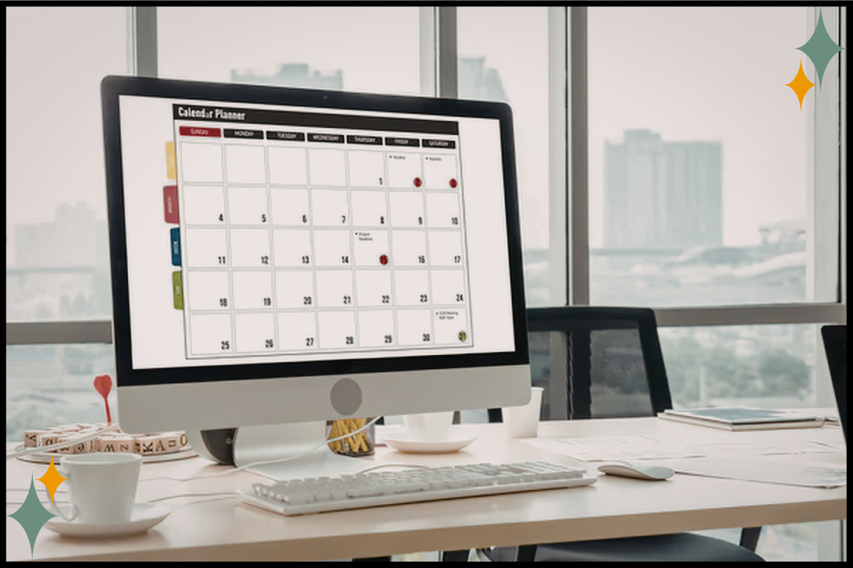 A trauma therapist's planner with cleared days, suggesting time off that hasn't brought recovery.