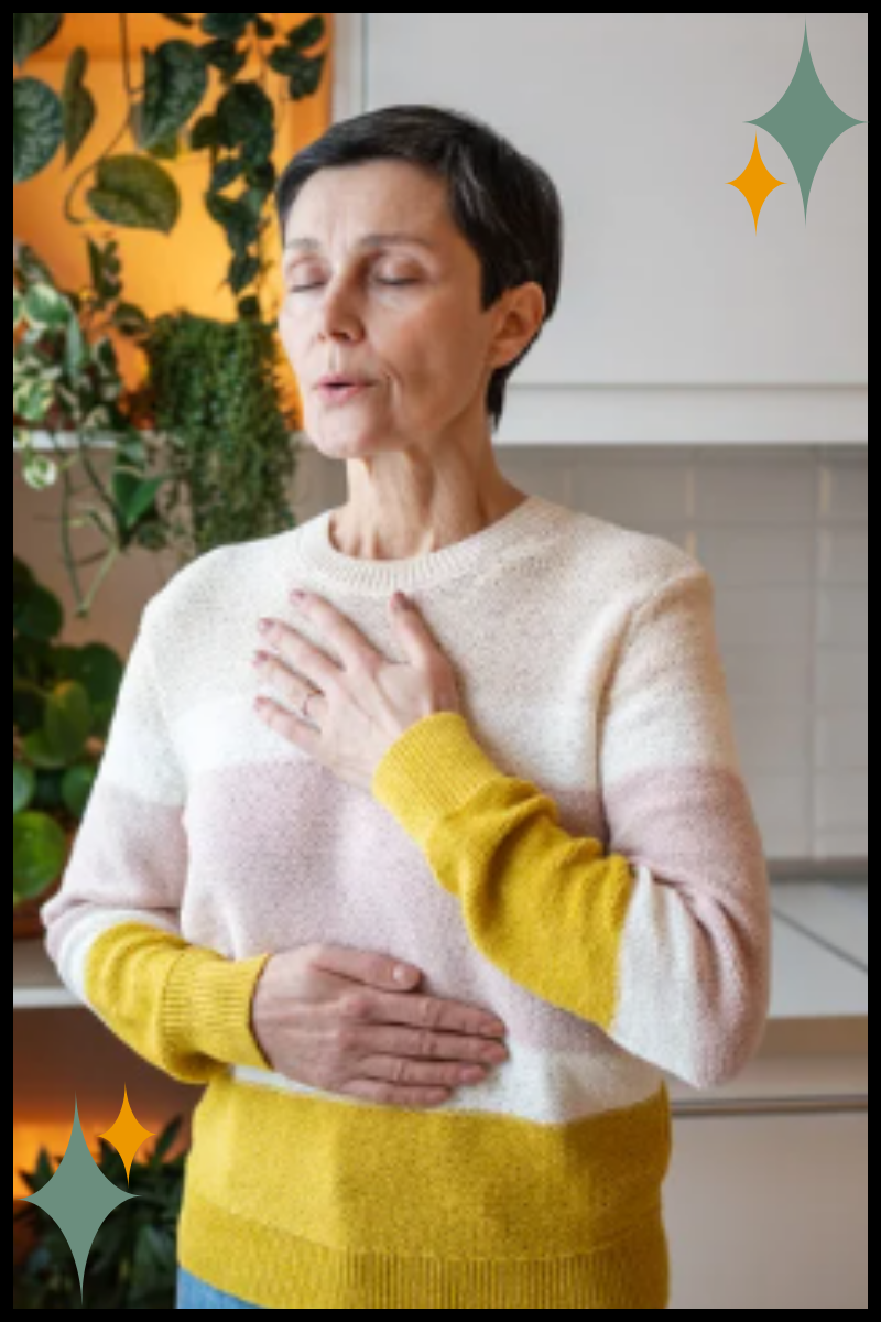 Person focusing on body awareness and breathing