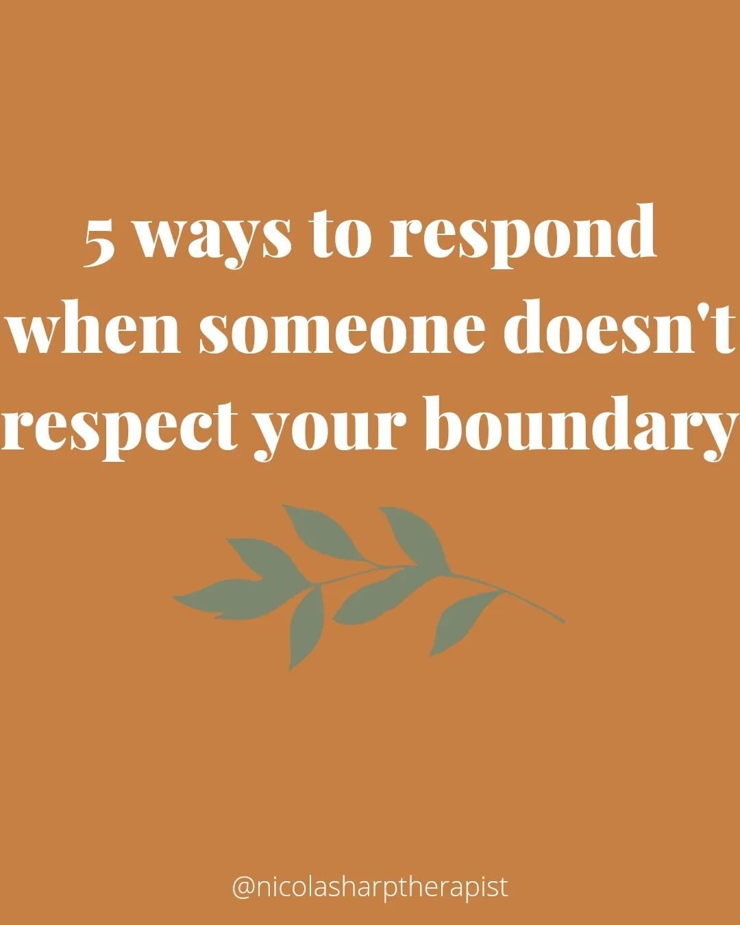 A really common problem when setting boundaries is not following through on them. 

It can be really important to restate the boundary and hold it when challenged. But a lot of us might not know what to say, especially when we feel overwhelmed and ou