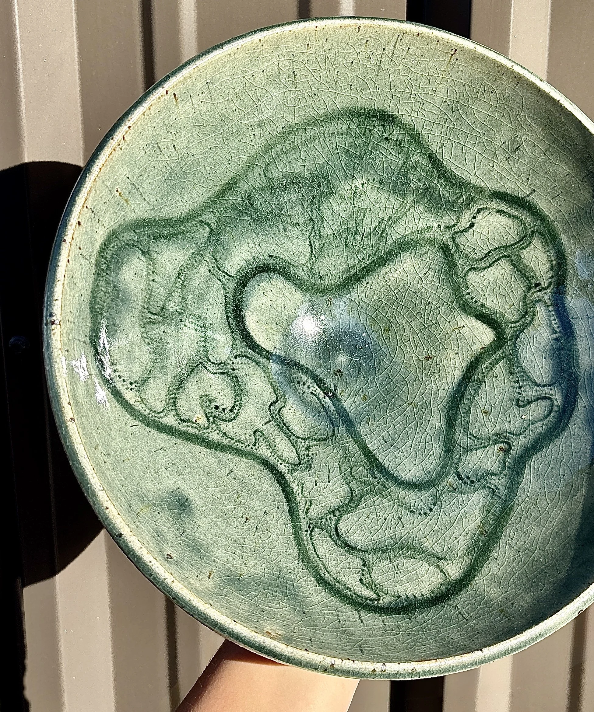 Large Blue Doodle Serving Bowl