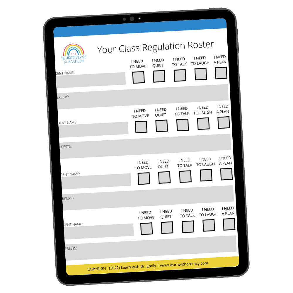 The Regulation Roster - FOR TEACHERS — Learn with Dr. Emily