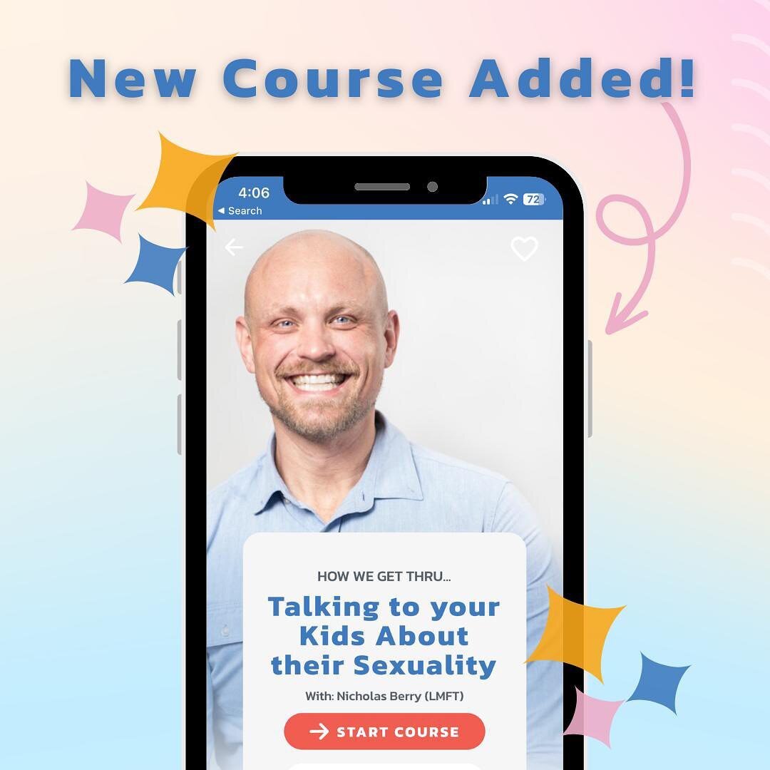 🚨NEW COURSE ALERT!🚨

We just added an amazing new course &quot;Talking to Your Kids About Their Sexuality&quot; hosted by Nicholas Berry LMFT. ✨

💬💭 This course will equip you with the tools and knowledge you need to have open and honest conversa
