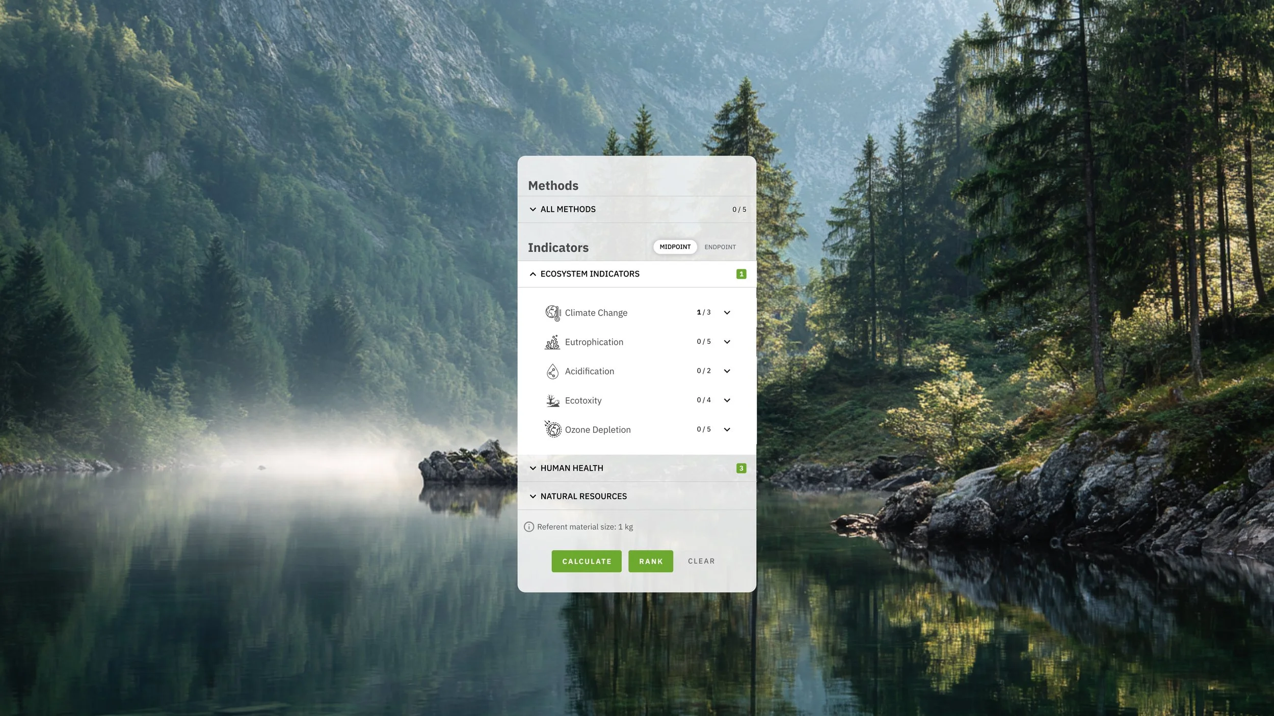 A river flowing through a lush, green forested mountain landscape with sunlight filtering through the trees and mist rising from the water.