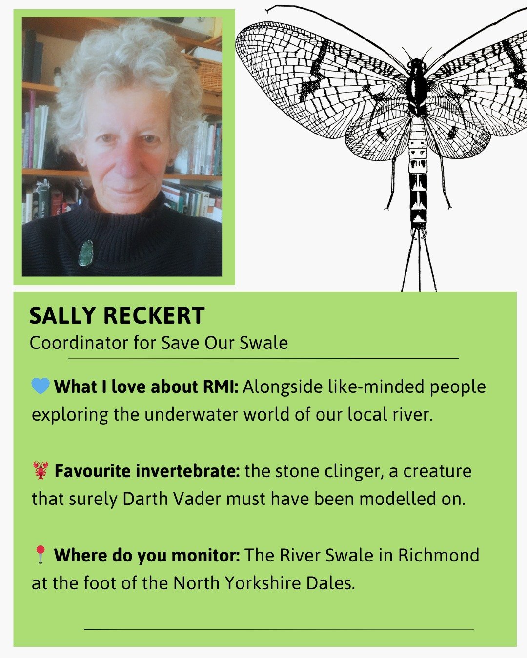 Meet your RMI coordinators 😎

Sally is a community gardener and initiator of local projects. Concerned about human damage to the environment she joined Save Our Swale&rsquo;s local clean water campaign.

However, learning from some anglers that the 