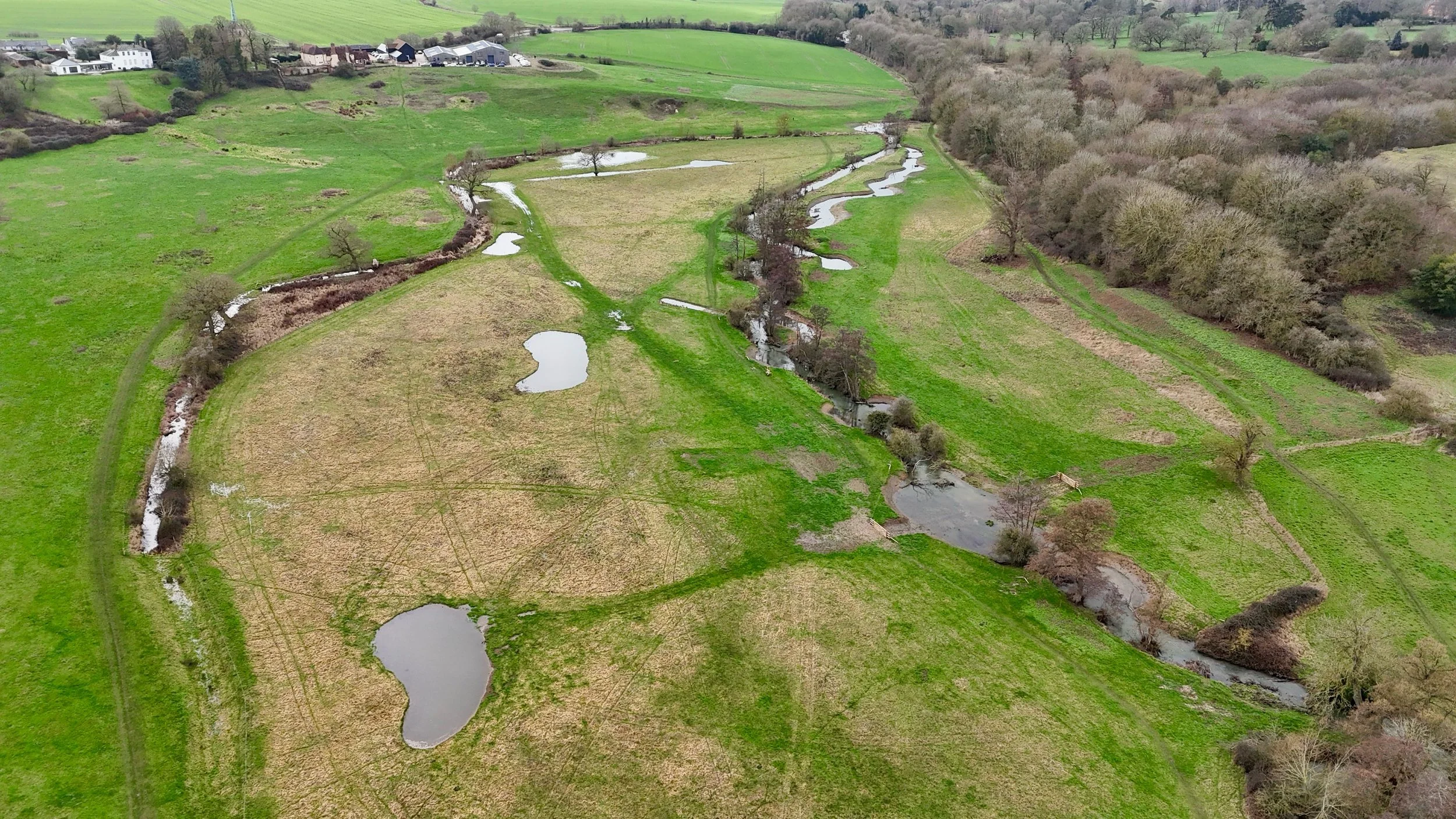 Drone photo of River Ash post-restoration
