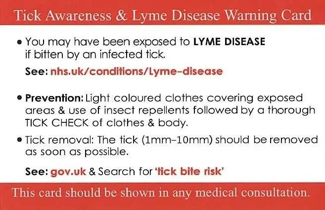 Tick awareness card