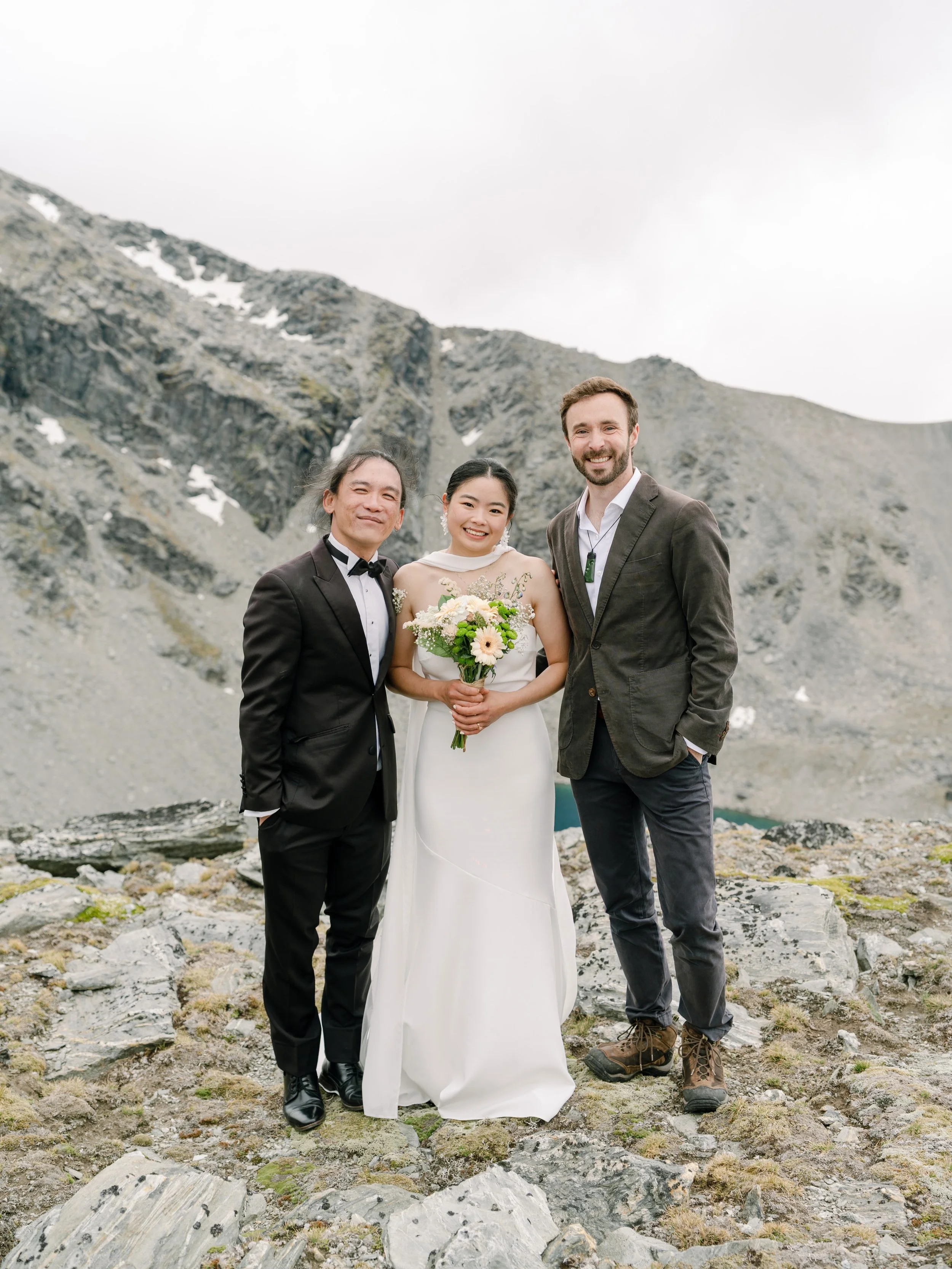 Reminiscing on Caleb &amp; Crystals adventure wedding back in January&hellip;

After some stubborn low hanging cloud thwarted our plans to hike right into The Doolans, we instead trekked our way up to this perfect little spot overlooking Lake Alta.

