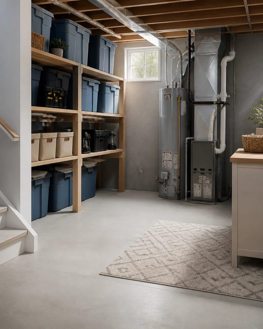 Ohio home basement with belongings and utility equipment