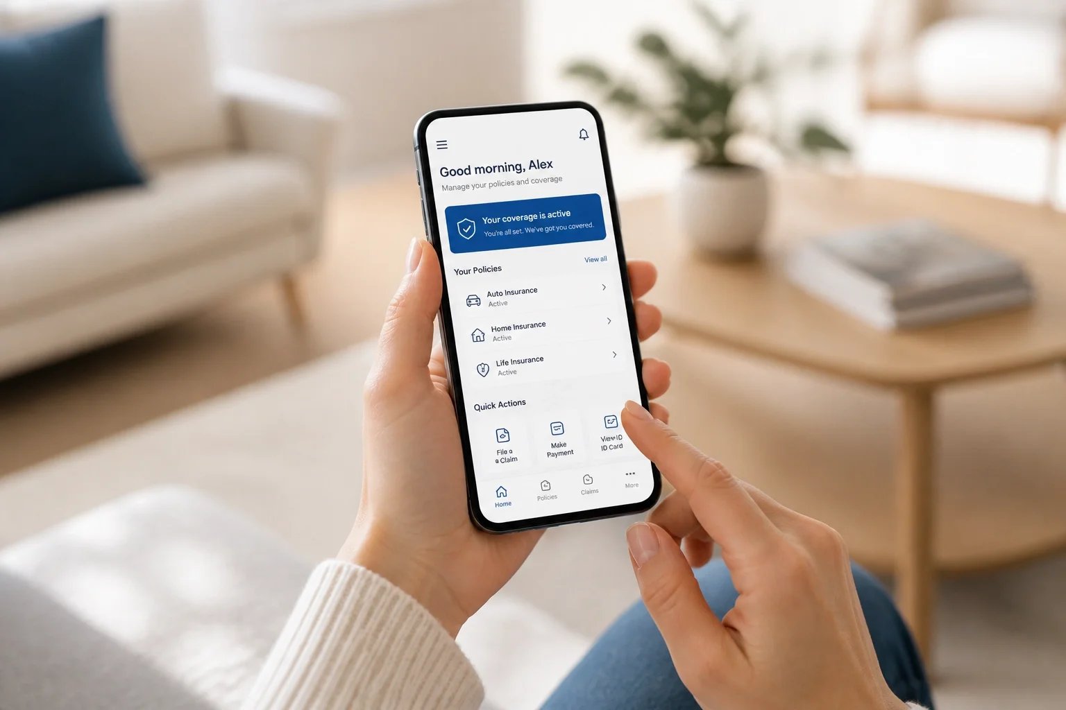 Driver reviewing auto insurance information on a mobile phone