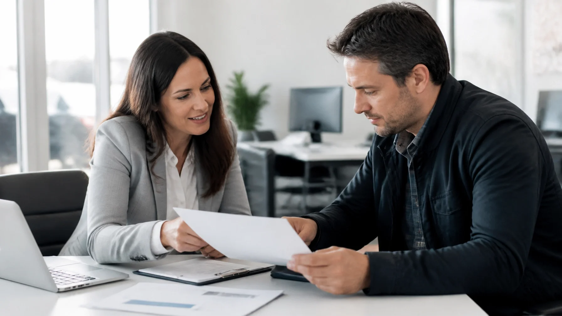 Customer meeting with an independent insurance advisor to review auto insurance coverage options in Ohio.