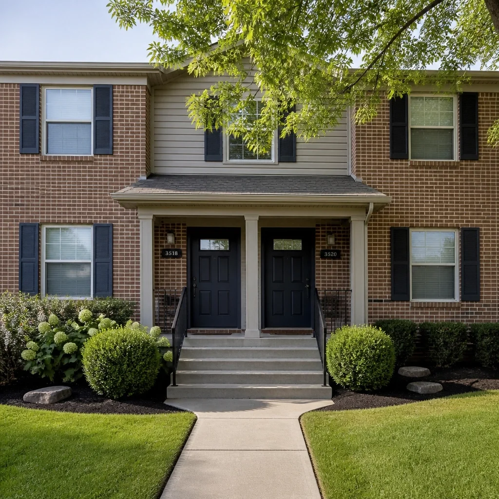 Well-maintained Ohio rental duplex exterior