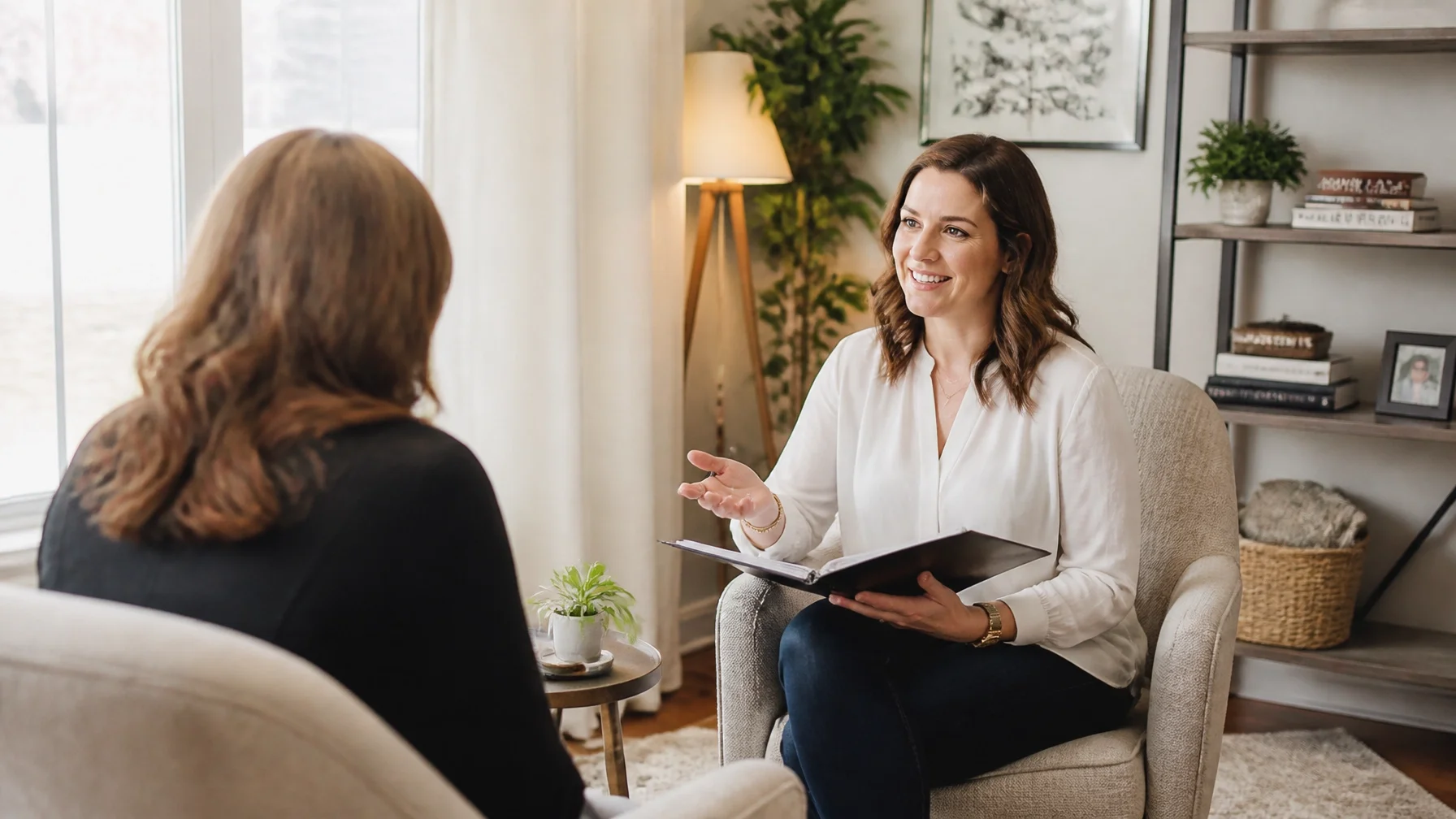 Ohio home-based business owner meeting with a client