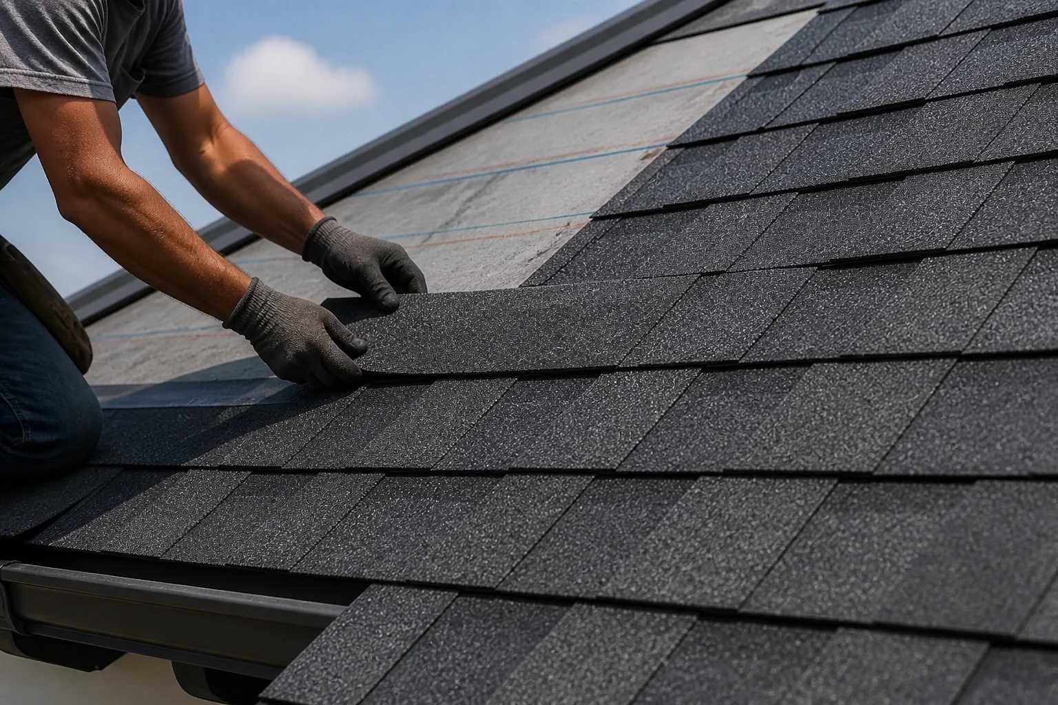 Roof replacement project showing new shingles on an Ohio home