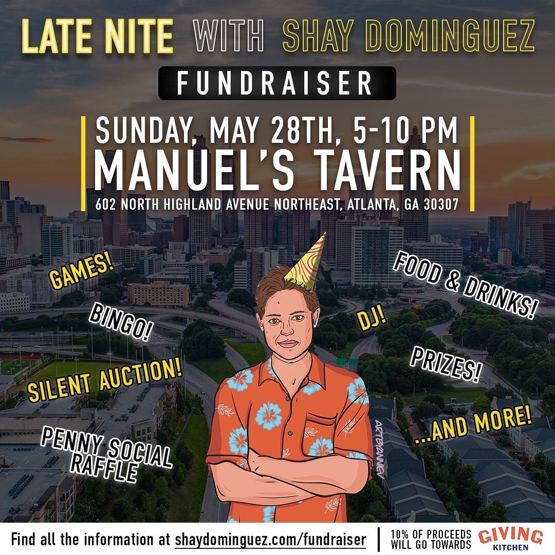 We are so excited to announce the Late Nite with Shay fundraiser happening on Sunday, May 28th 5-10pm at the legendary @manuels_tavern!

Funds will be raised to pay performers, writers, producers, and anyone who puts their time and energy into bringi