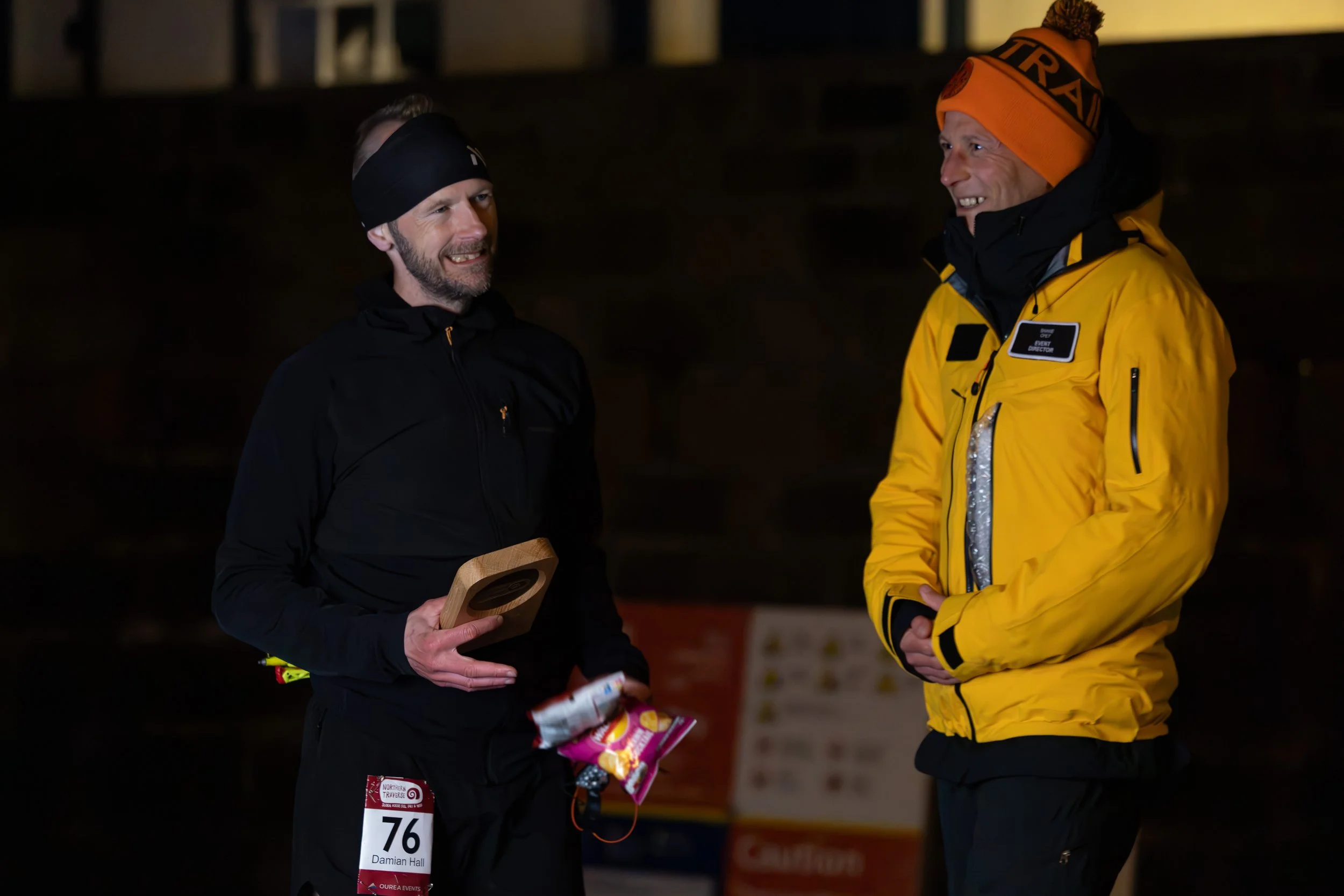 Record breaker Damian Hall at the finish line