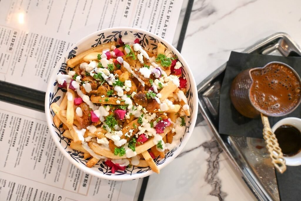Headed to the big game today? Come celebrate the @epchihuahuas season opener by trying our new shawarma loaded fries! We&rsquo;ve hit a home run with this one - fries topped with our delicious chicken shawarma, lemon tahini sauce and mixed pickles. W
