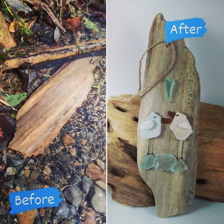 Look at how this pretty driftwood was found before being turned into a pretty piece of artwork.