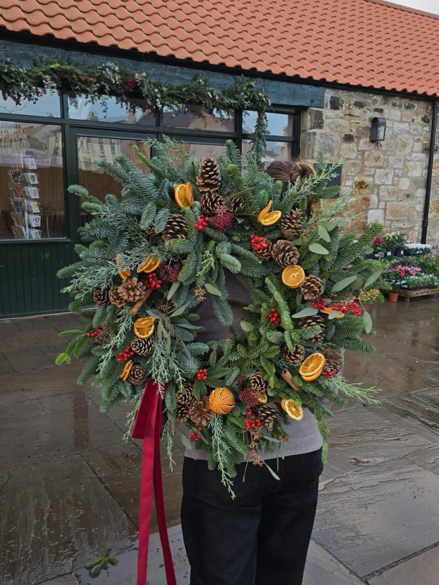 Our most popular wreath year after year &ldquo; The Traditional&rdquo;. 

Available in 2 sizes and full of lush foliage, orange slices, pine cones, berries and cinnamon. You can see why so many people love it 🤩 

There is still time to order yours i