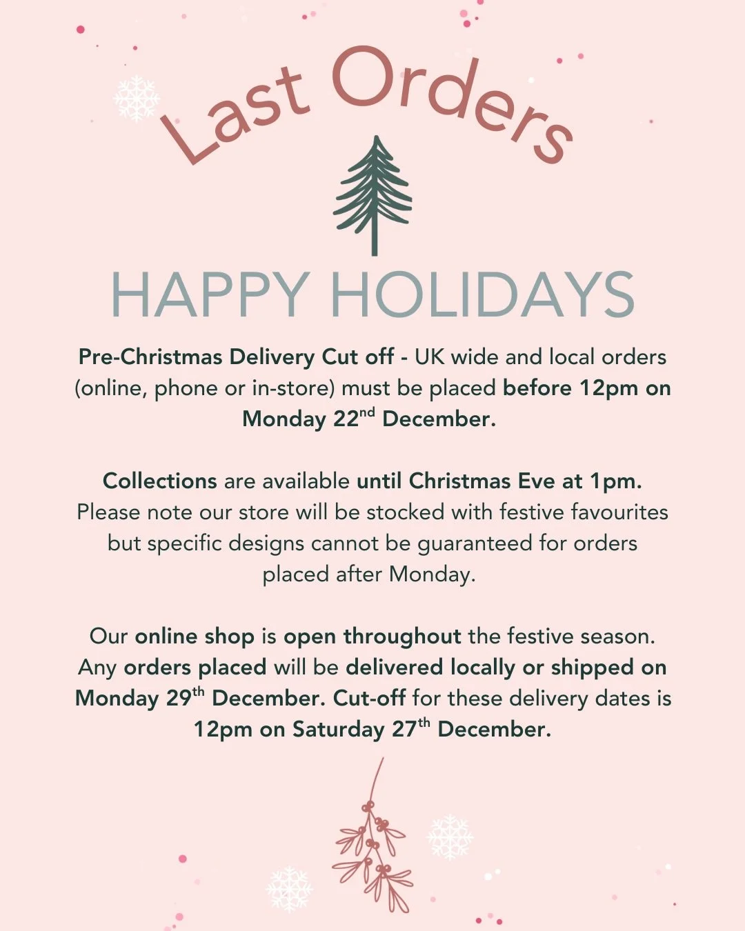 Who else promised themselves they would be better organised this year? ☺️

The good news is you still have a few days if you are looking for some festive florals or gifts for Christmas &amp; we are open in between to keep you going into the new year!