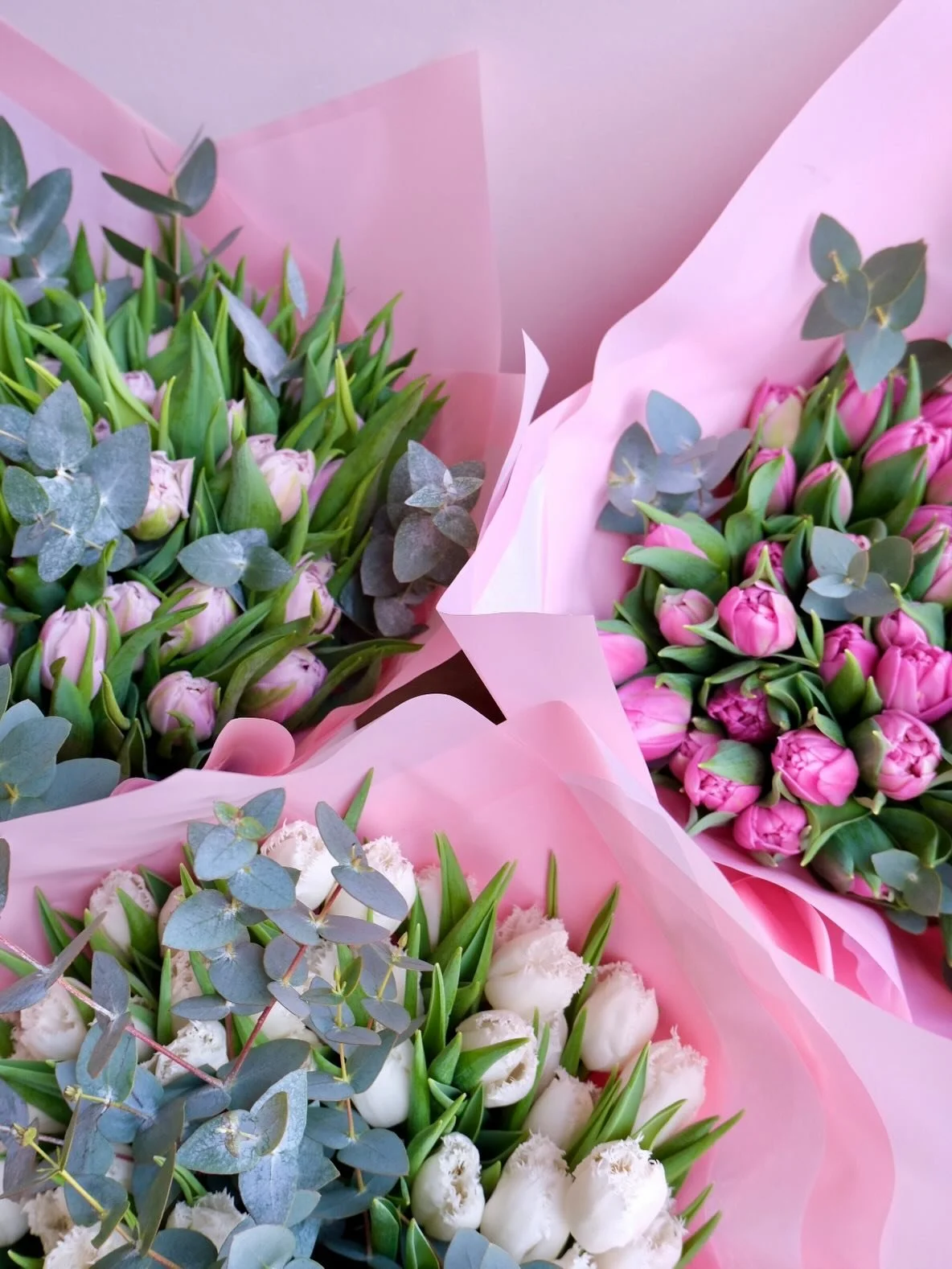 Hands up if you love tulips as much as we do 🙌 

Treat yourself to our glorious Spring Tulip Bouquet arranged with fragrant eucalyptus and wrapped in our signature pink packaging! 

Choose from 2 sizes of these beauties available in white, lilac and