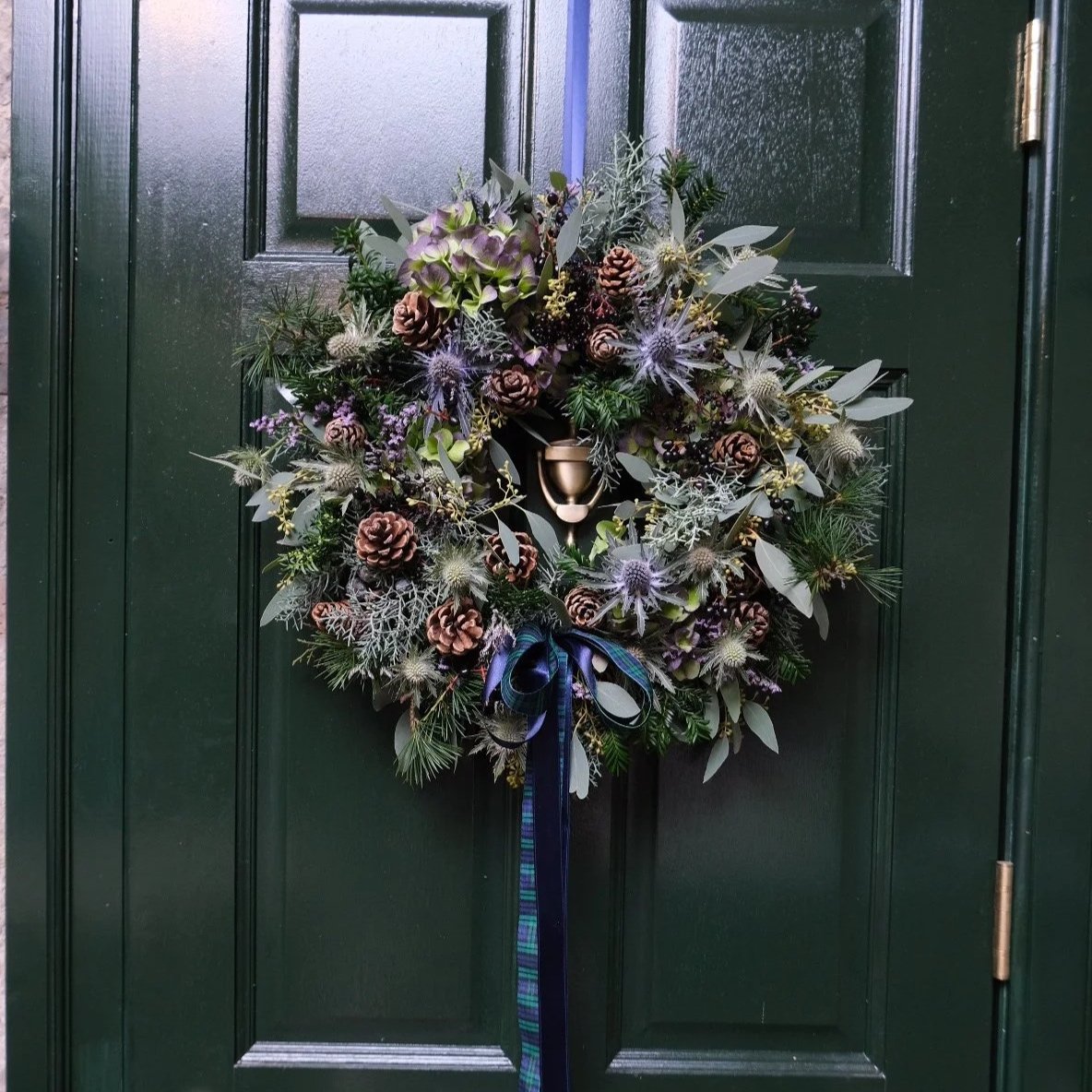 Tartan-and-thistle-christmas-wreath-with-bow-east-lothian-florist-delivering-UK-wide.jpg