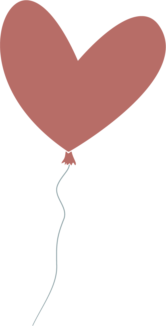 Illustration of a red heart-shaped balloon with a string.