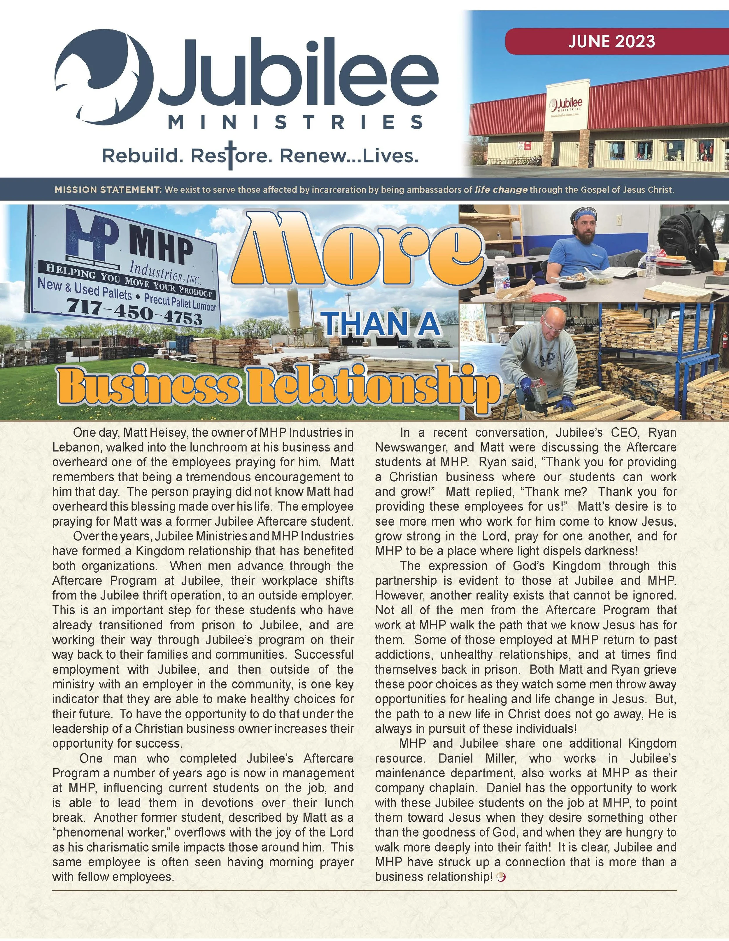 Newsletter — Jubilee Ministries