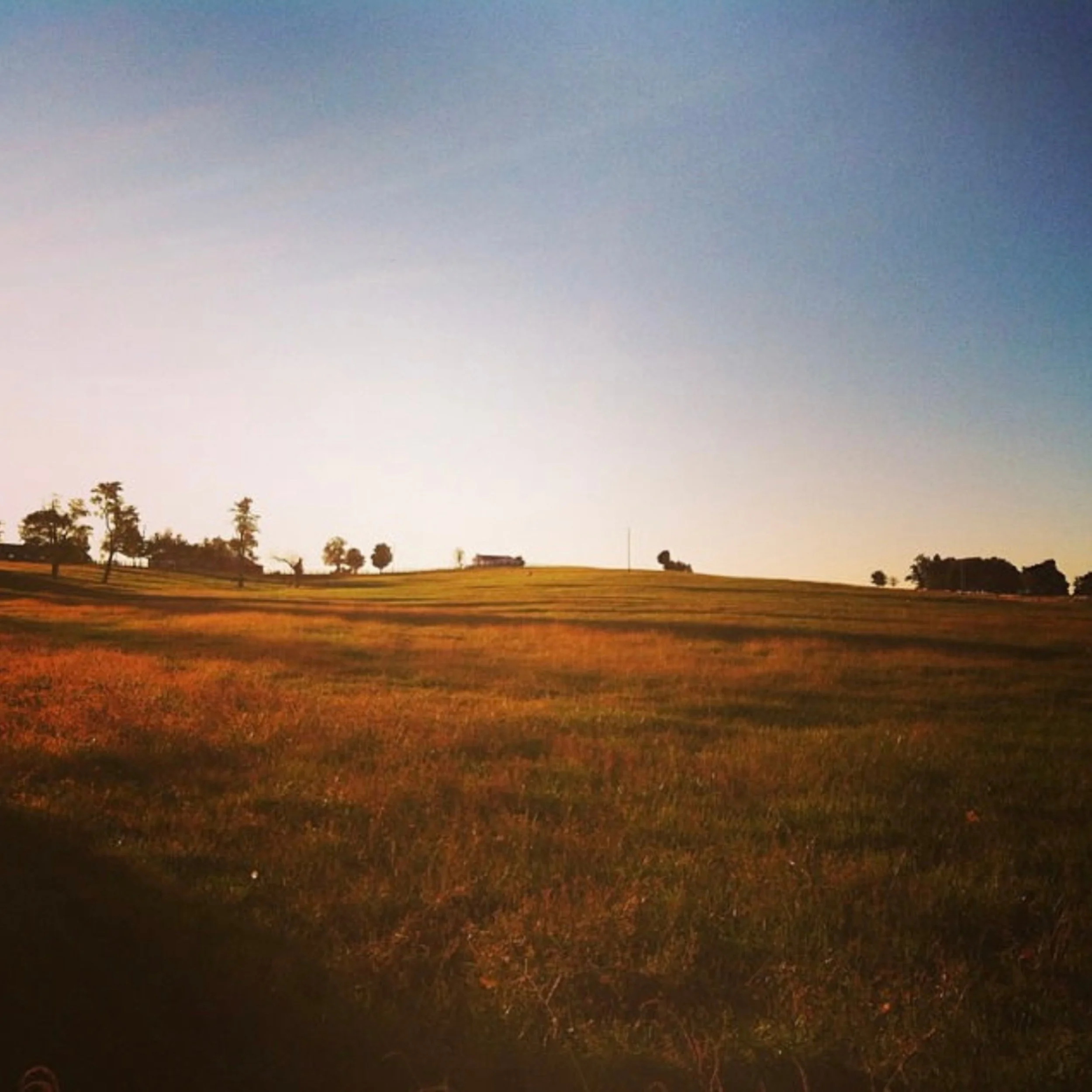 Tennessee Field at sunset in full color used as a country album cover.