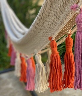 "RAMBUTAN"  with Pink, White, Orange tassels